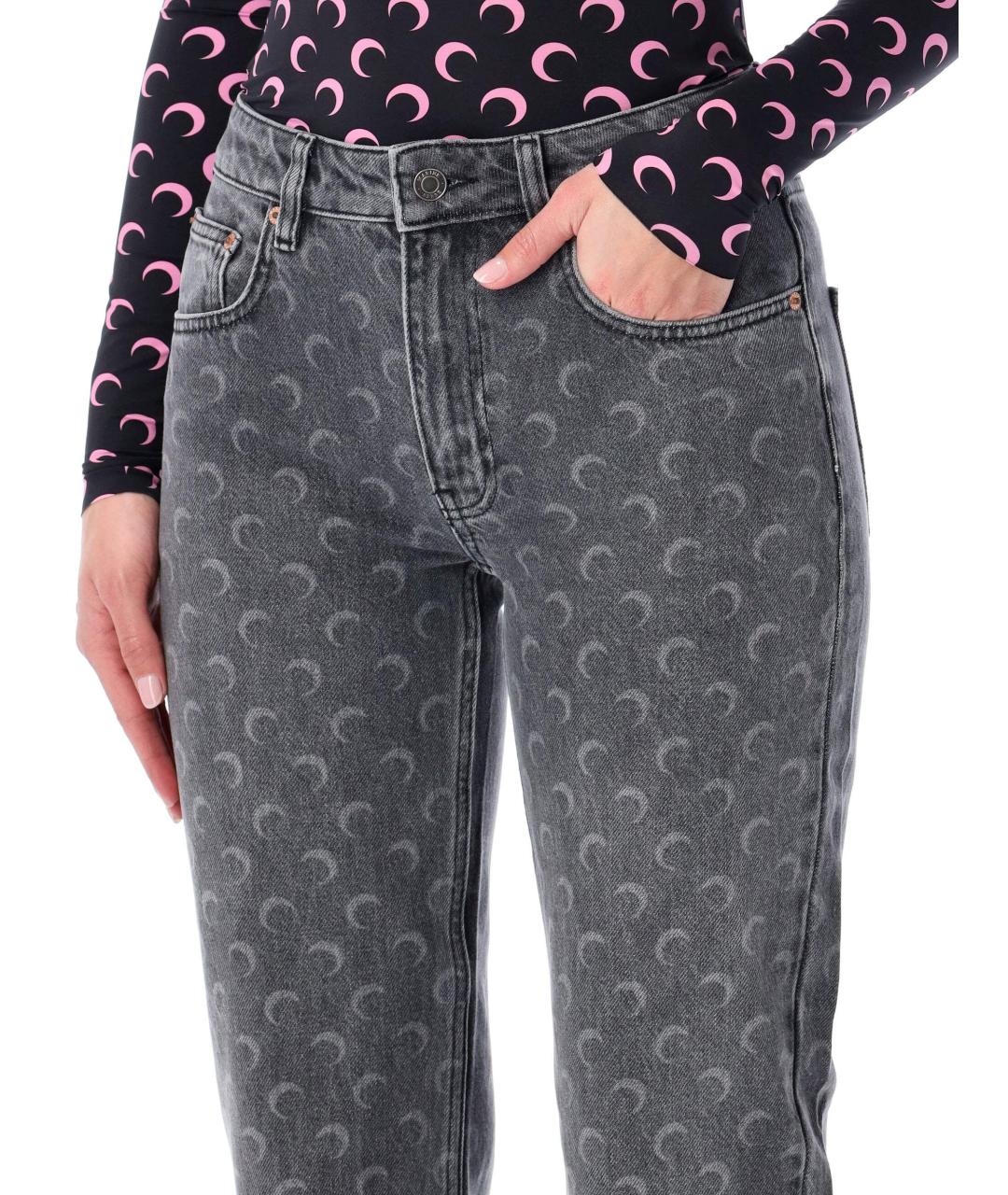 MARINE SERRE Серые хлопковые прямые джинсы, фото 4