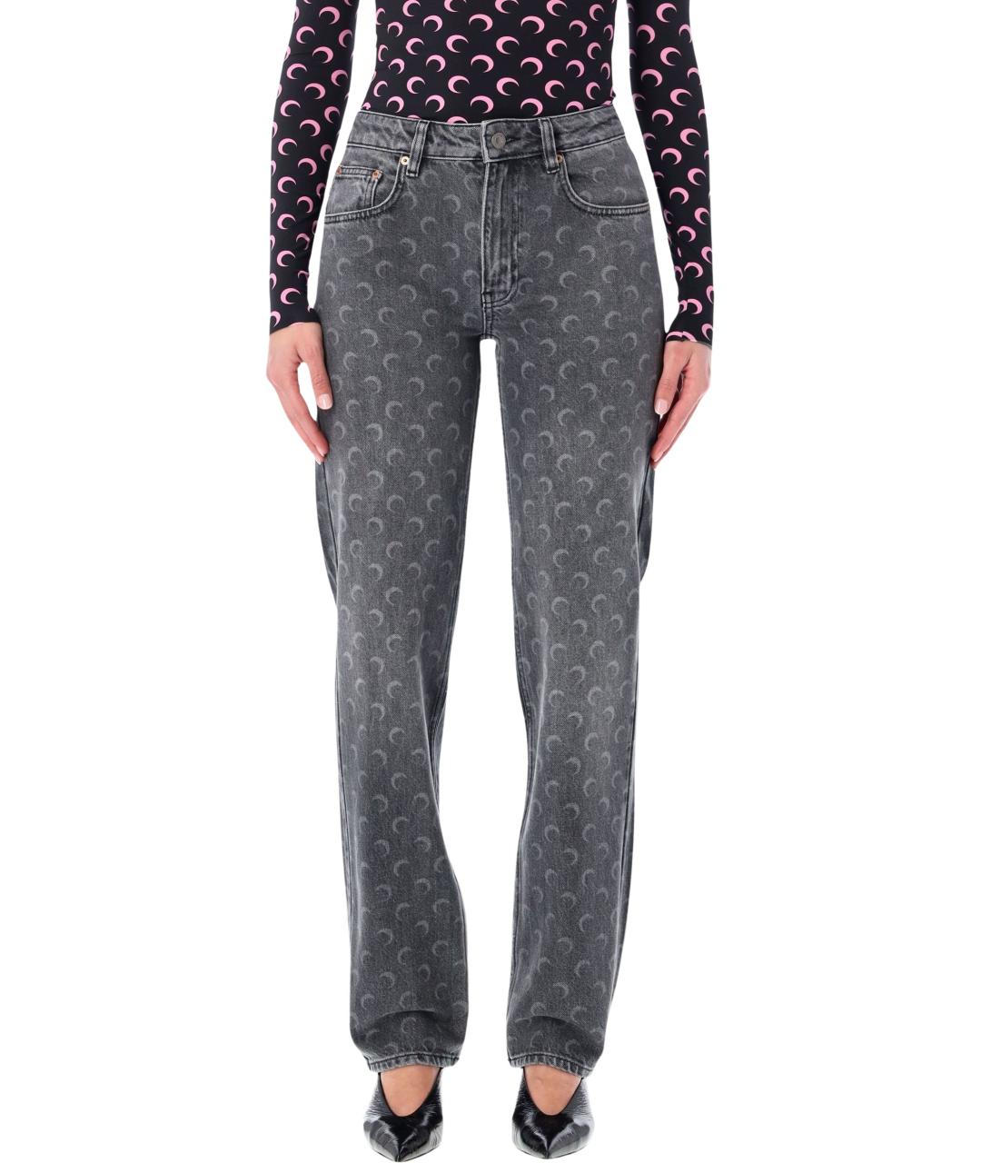 MARINE SERRE Серые хлопковые прямые джинсы, фото 2