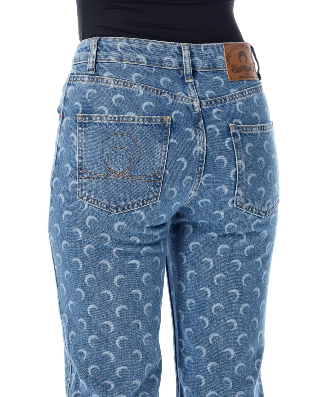 MARINE SERRE Синие хлопковые прямые джинсы, фото 3