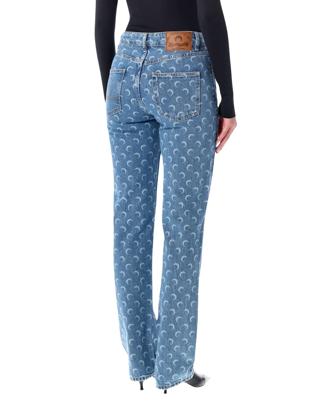 MARINE SERRE Синие хлопковые прямые джинсы, фото 2