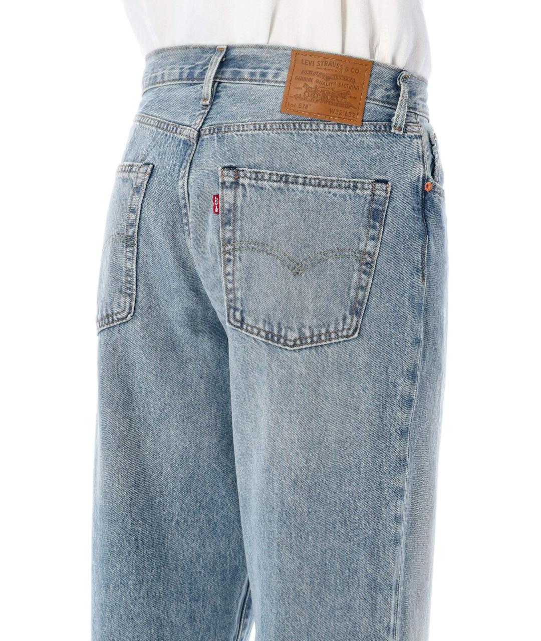 LEVI'S Синие хлопковые прямые джинсы, фото 3