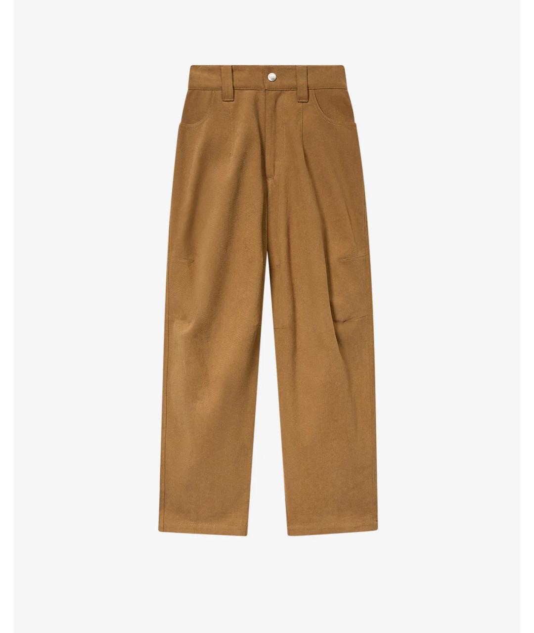 ISABEL MARANT ETOILE Коричневые хлопковые прямые брюки, фото 1