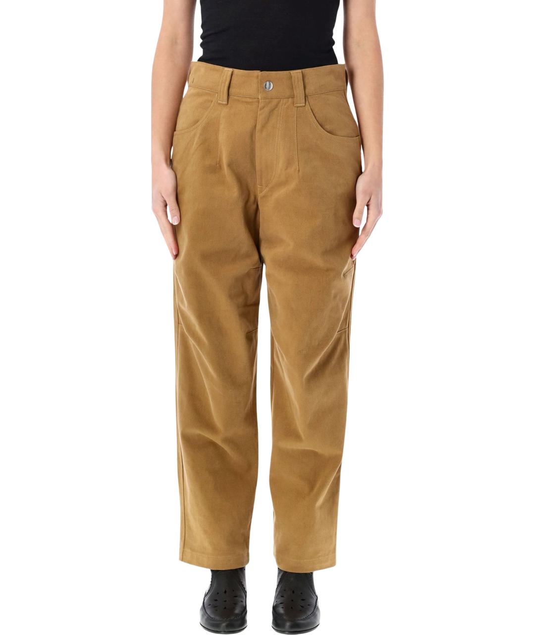 ISABEL MARANT ETOILE Коричневые хлопковые прямые брюки, фото 2