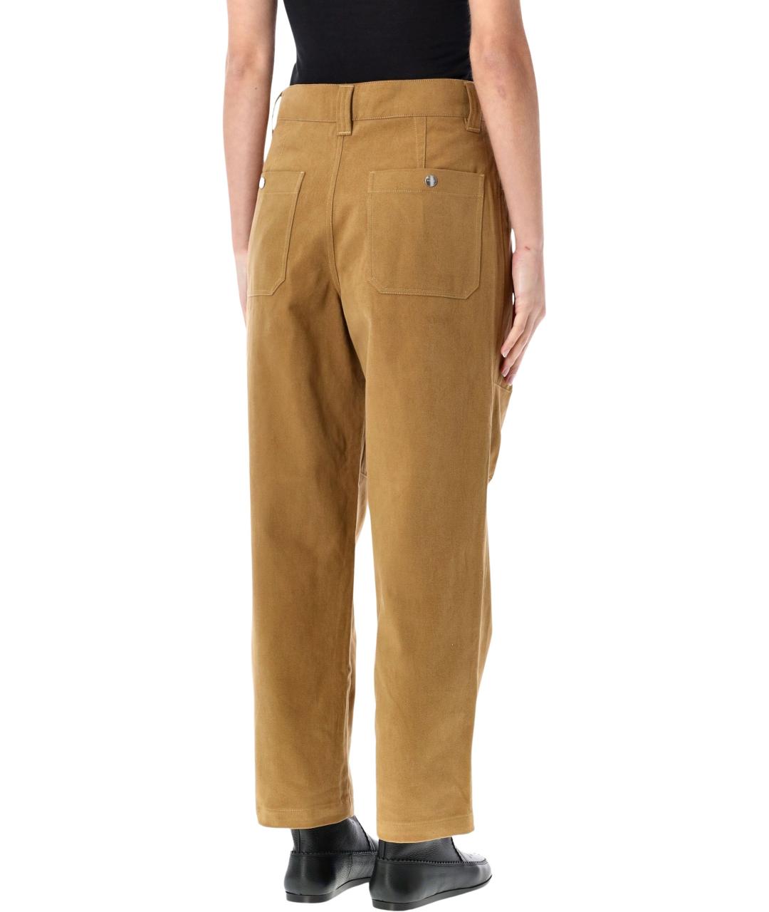 ISABEL MARANT ETOILE Коричневые хлопковые прямые брюки, фото 3