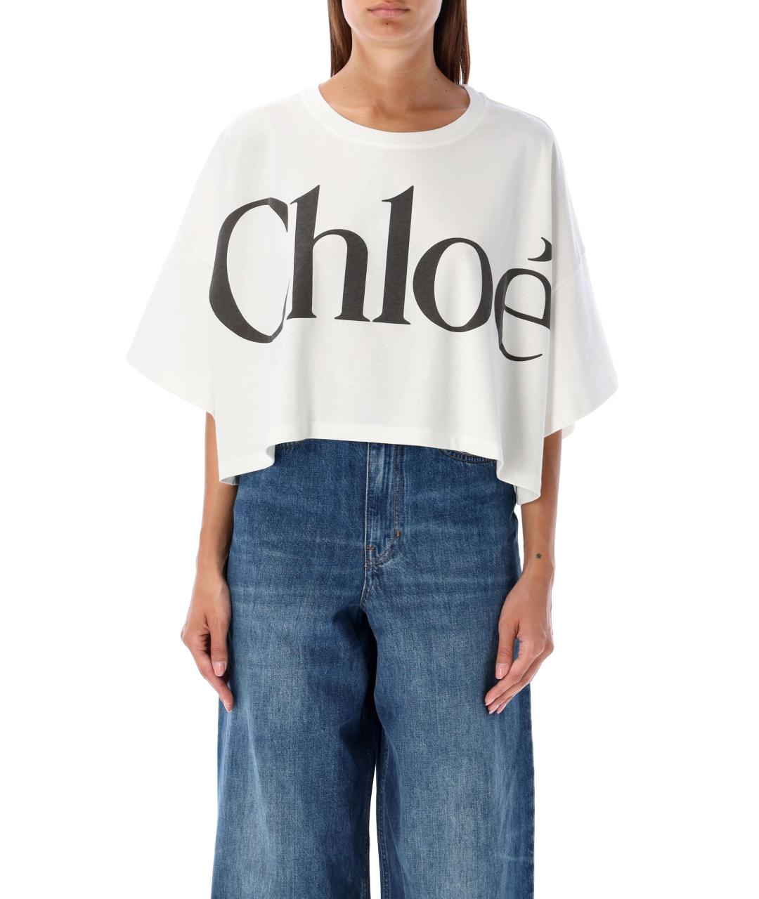 CHLOE Белая хлопковая футболка, фото 4