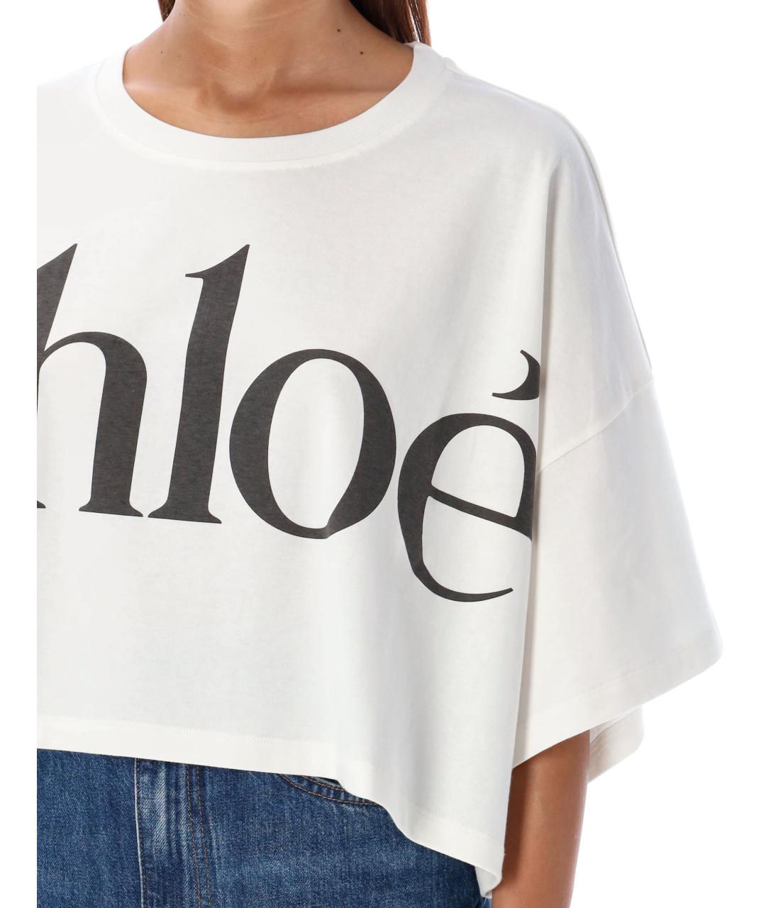 CHLOE Белая хлопковая футболка, фото 3