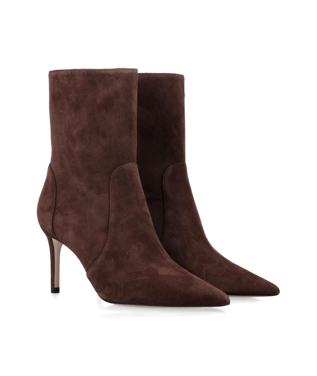 STUART WEITZMAN Коричневые кожаные ботильоны, фото 2