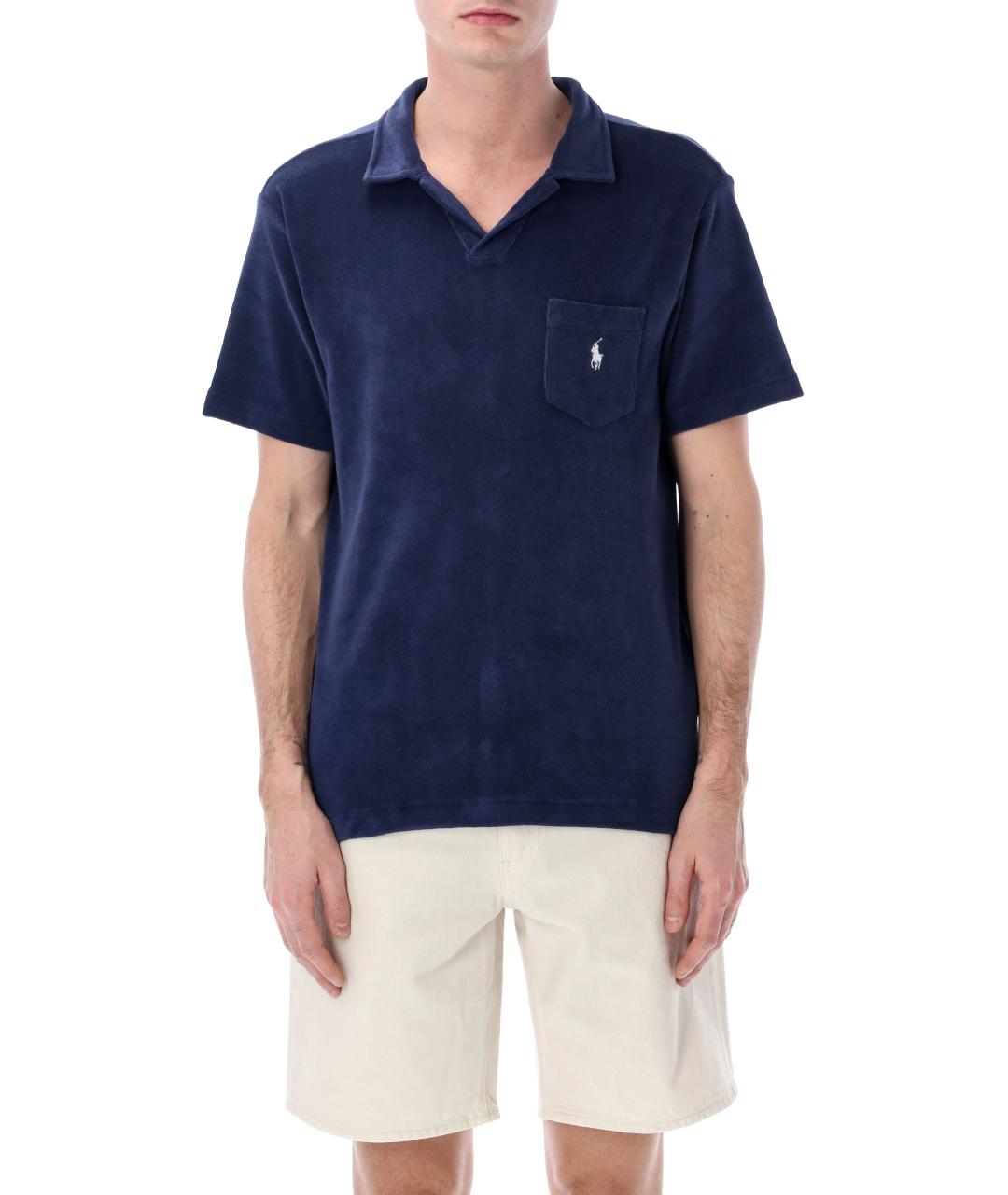 POLO RALPH LAUREN Синее хлопковое поло с коротким рукавом, фото 2