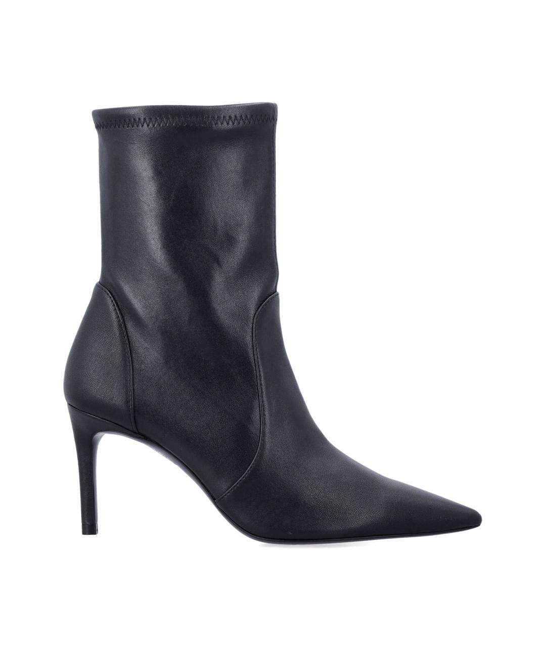 STUART WEITZMAN Черные кожаные ботильоны, фото 1