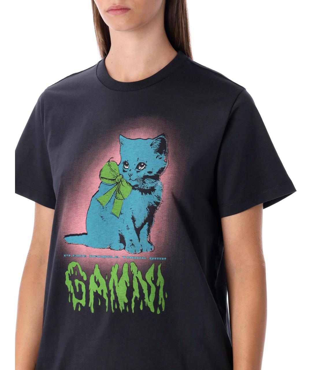 GANNI Серая хлопковая футболка, фото 4