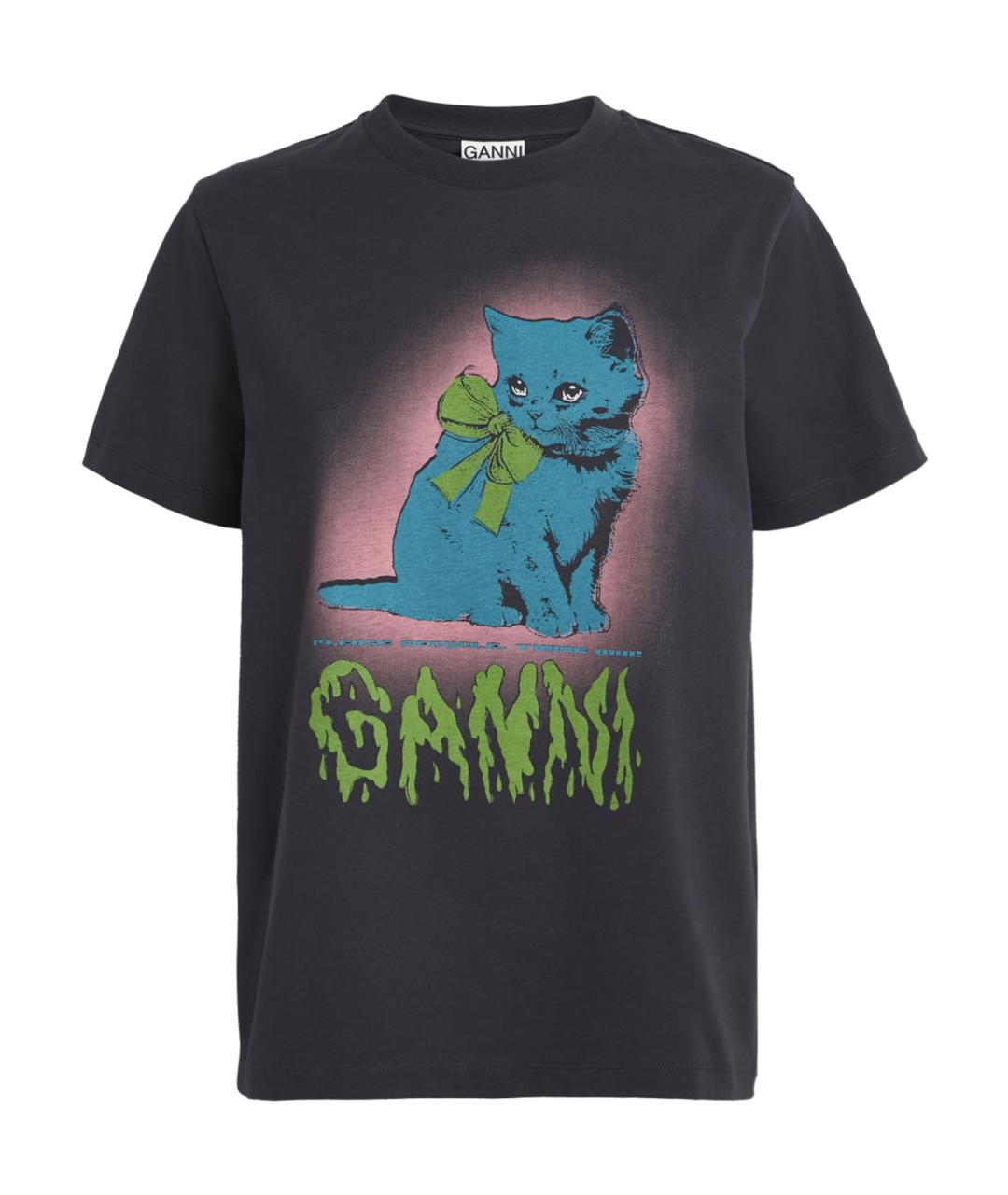 GANNI Серая хлопковая футболка, фото 1