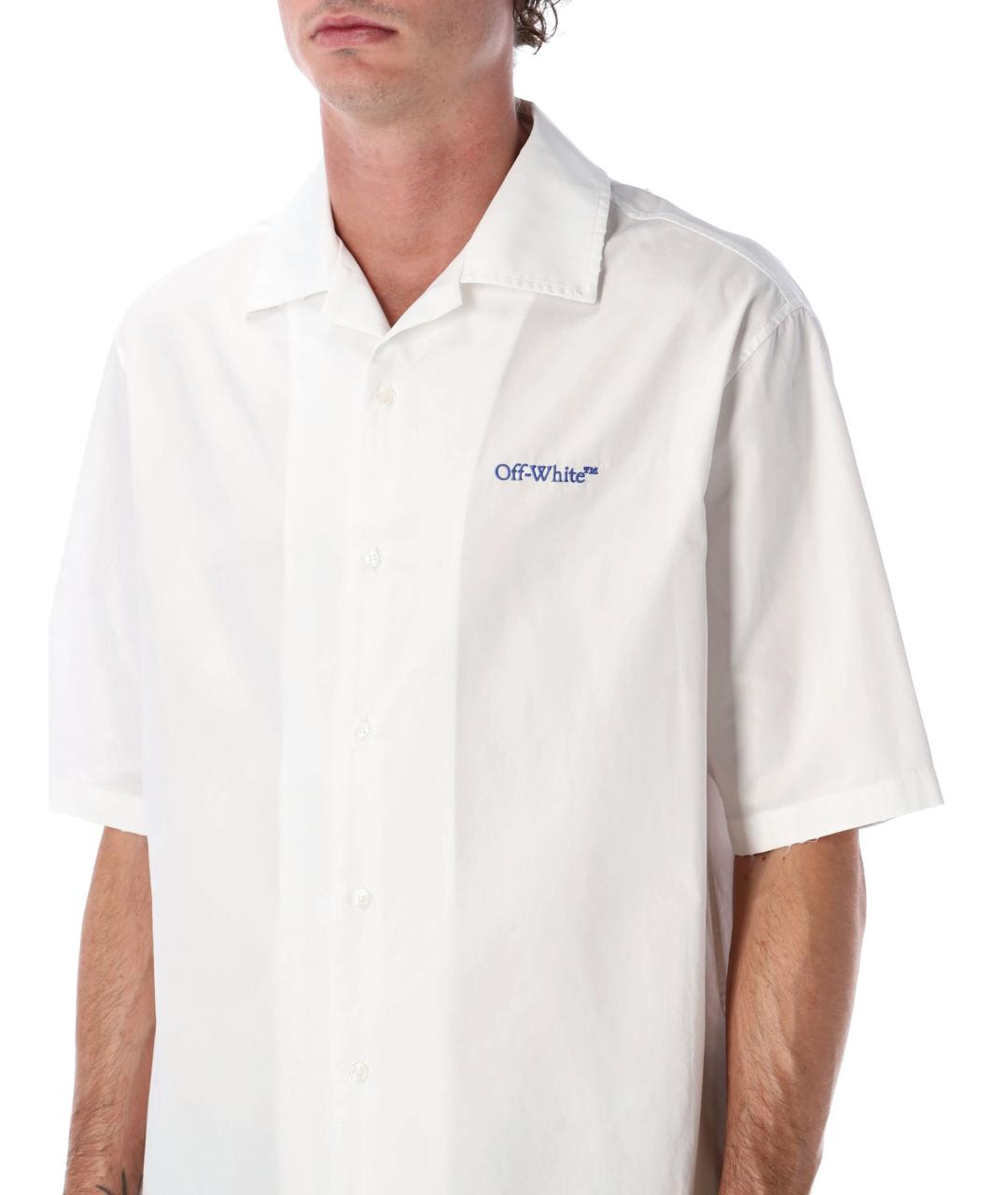 OFF-WHITE Белая хлопковая кэжуал рубашка, фото 4