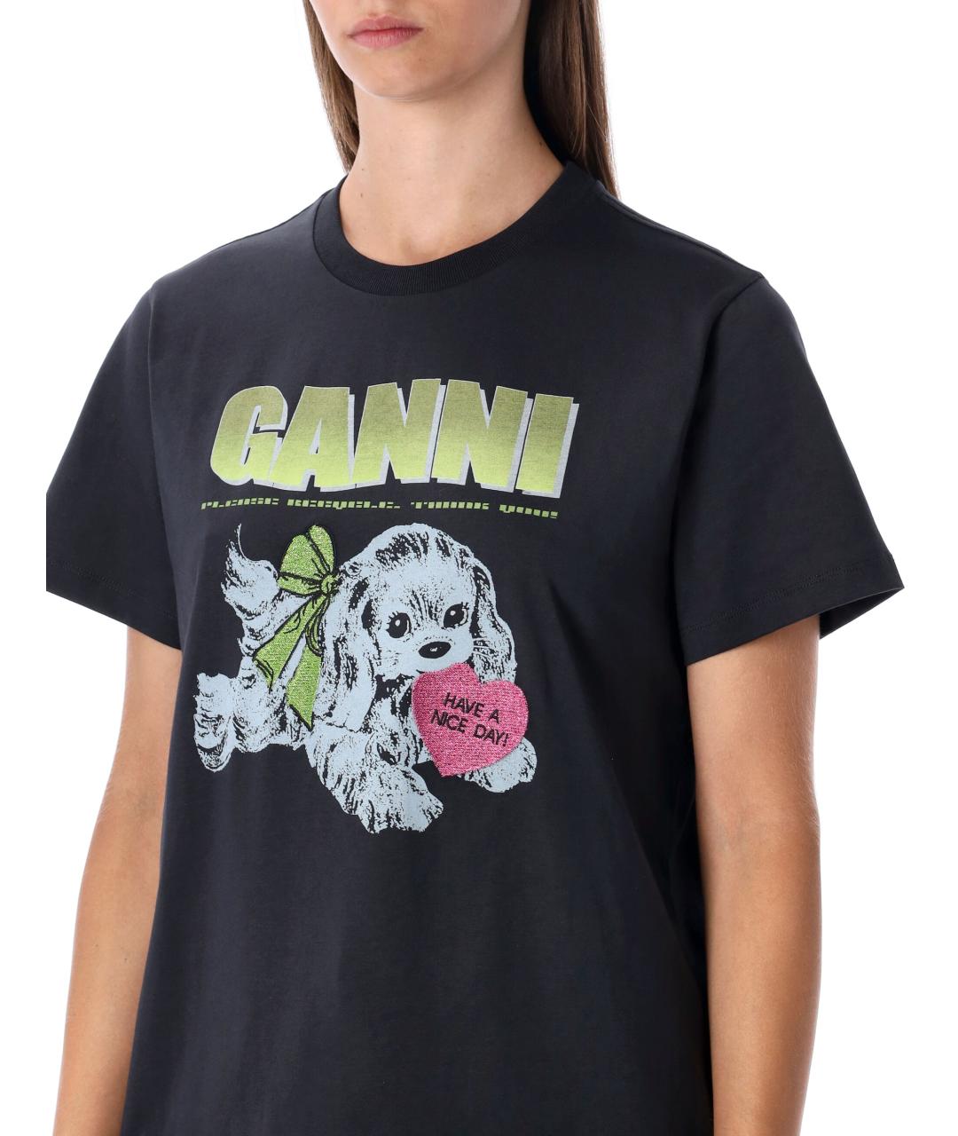 GANNI Мульти хлопковая футболка, фото 3