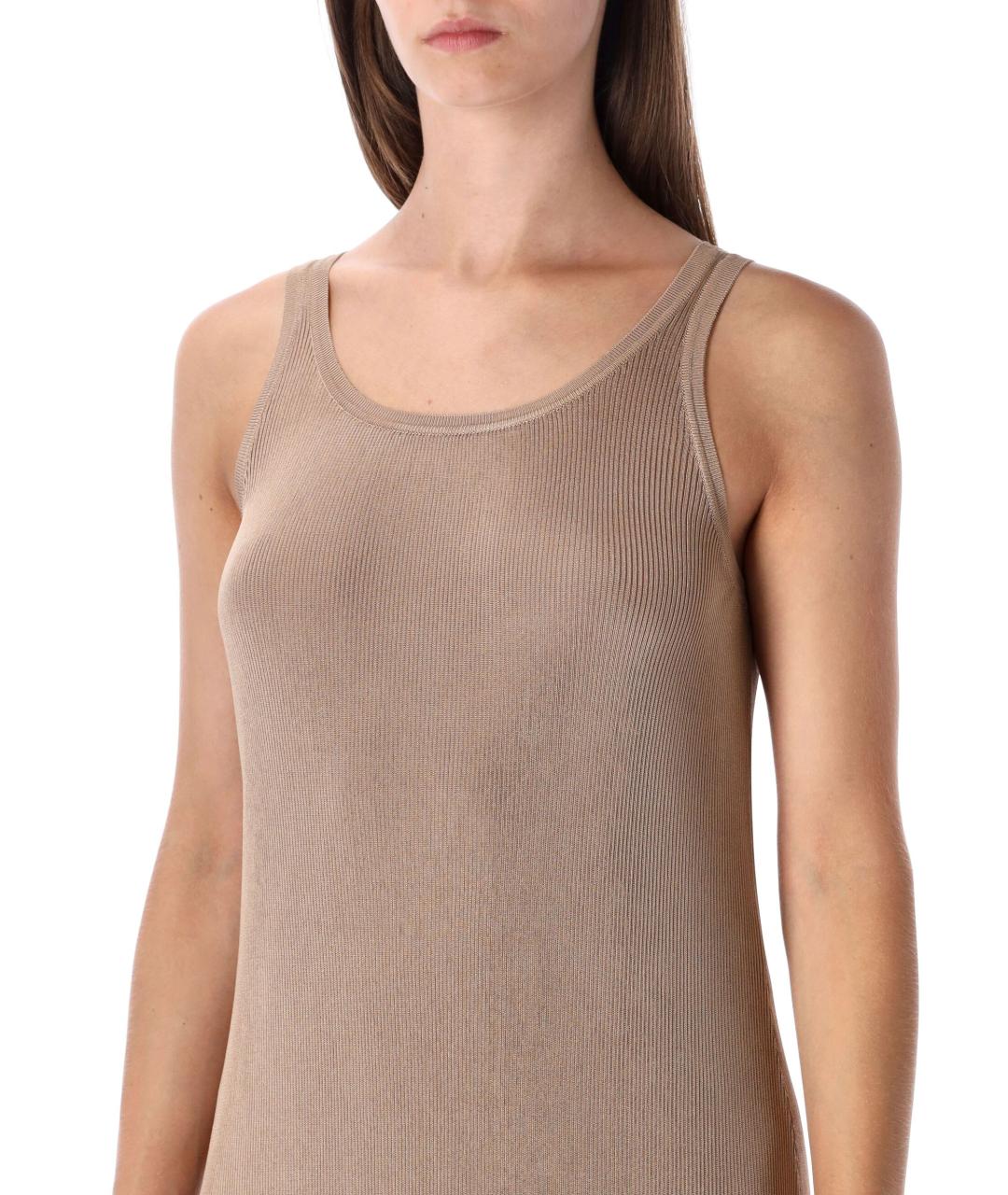 SAINT LAURENT Бежевое вискозное платье, фото 4