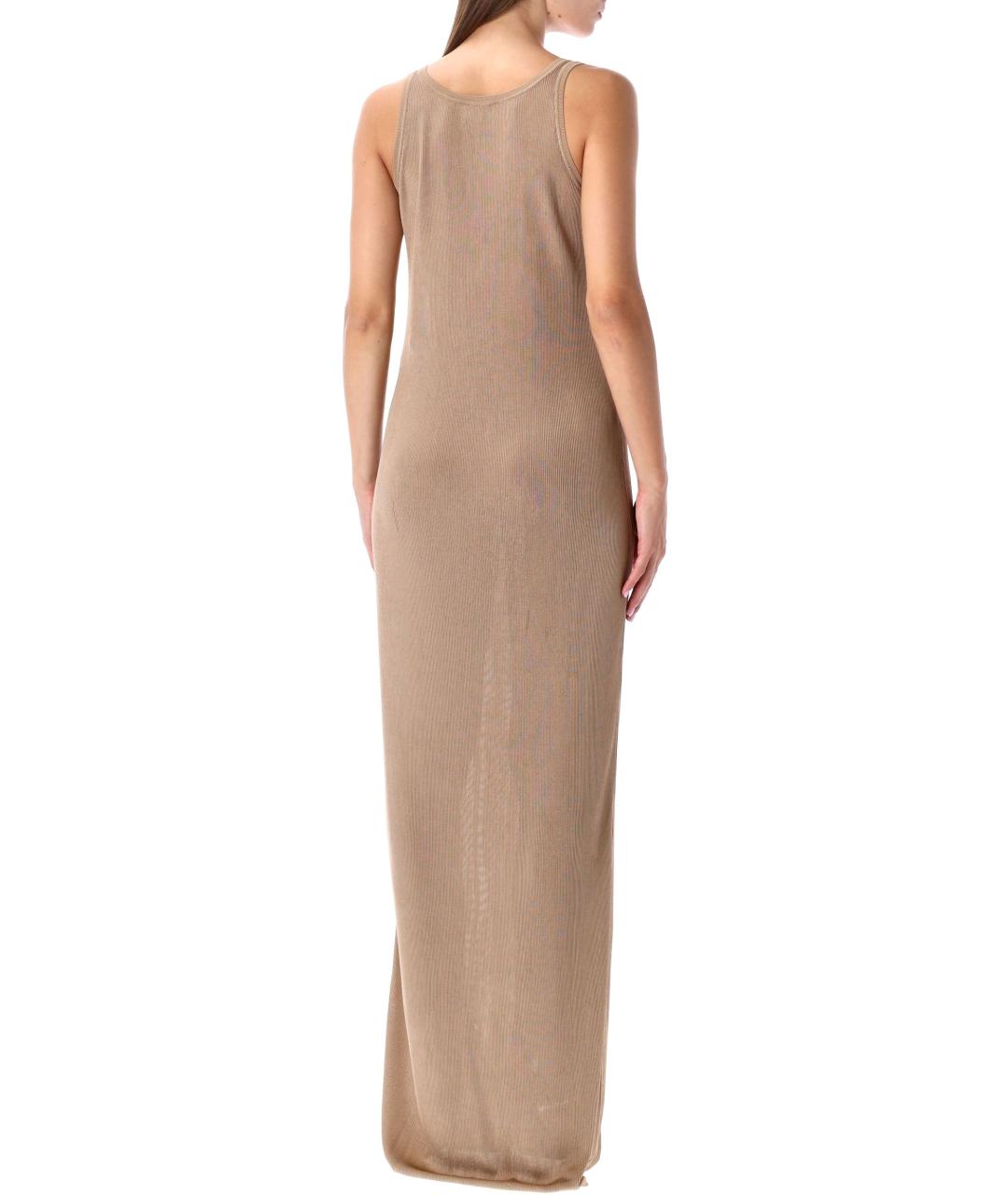 SAINT LAURENT Бежевое вискозное платье, фото 3