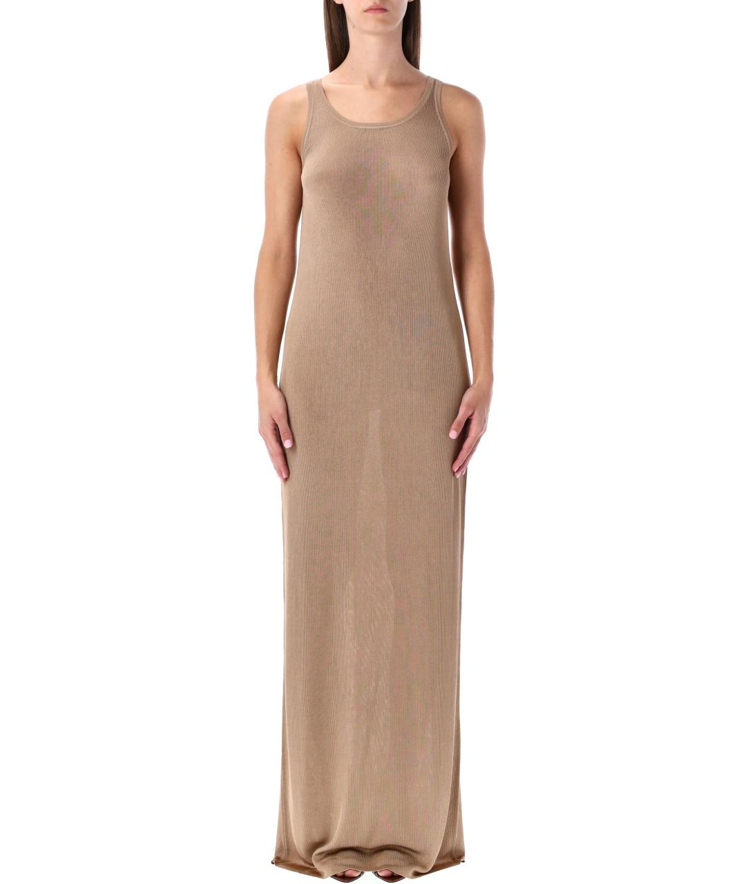 SAINT LAURENT Бежевое вискозное платье, фото 2