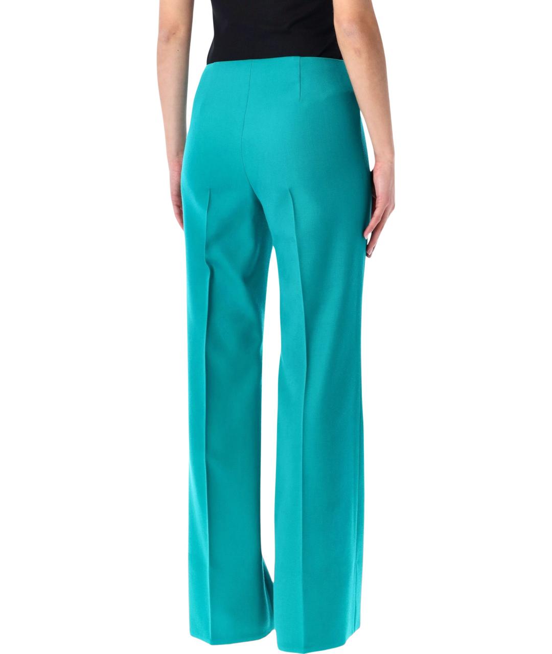 FENDI Бирюзовые шерстяные прямые брюки, фото 2