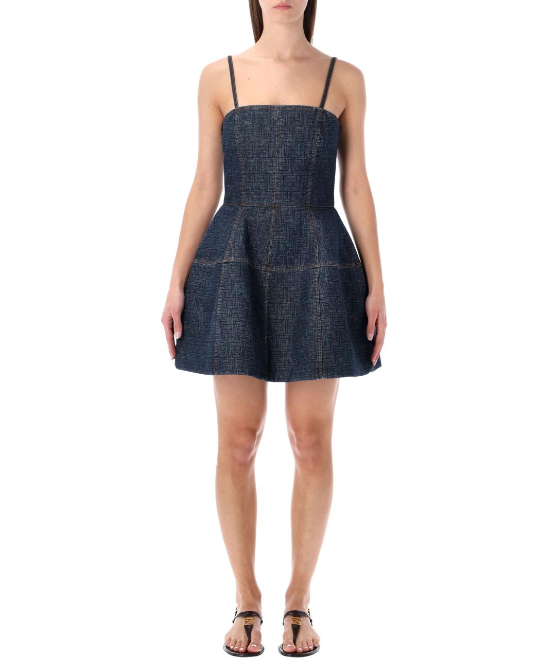 FENDI Синее хлопковое повседневное платье, фото 2
