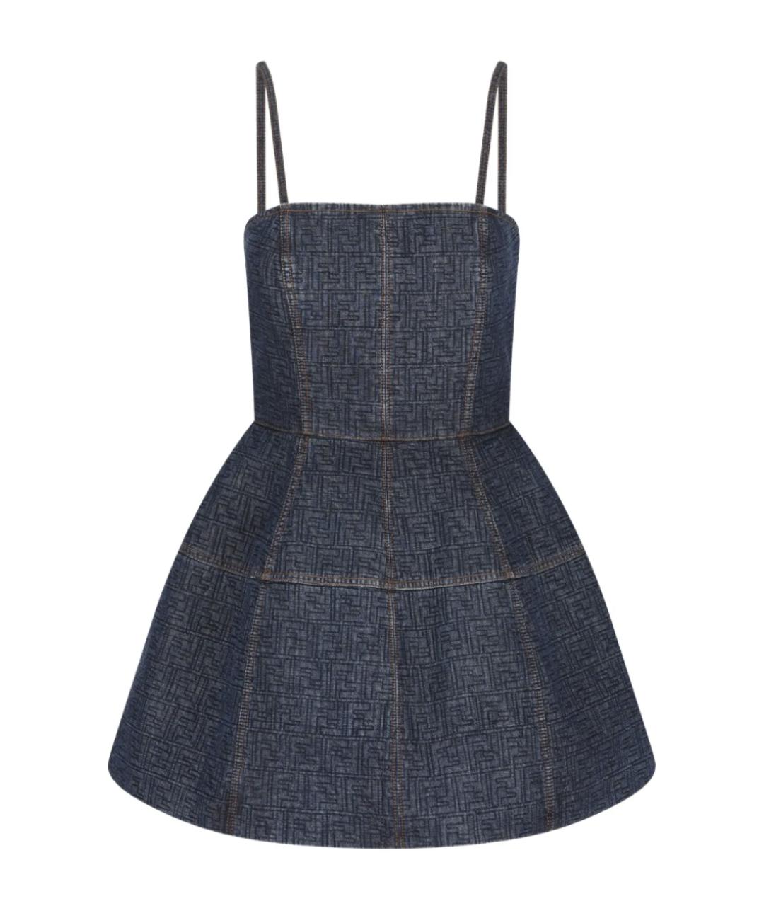 FENDI Синее хлопковое повседневное платье, фото 1