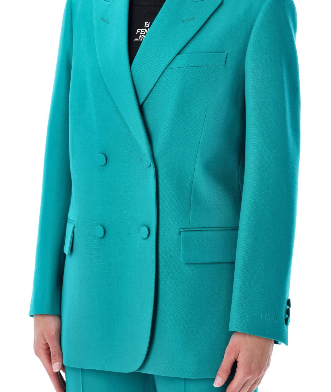 FENDI Голубой шерстяной жакет/пиджак, фото 4