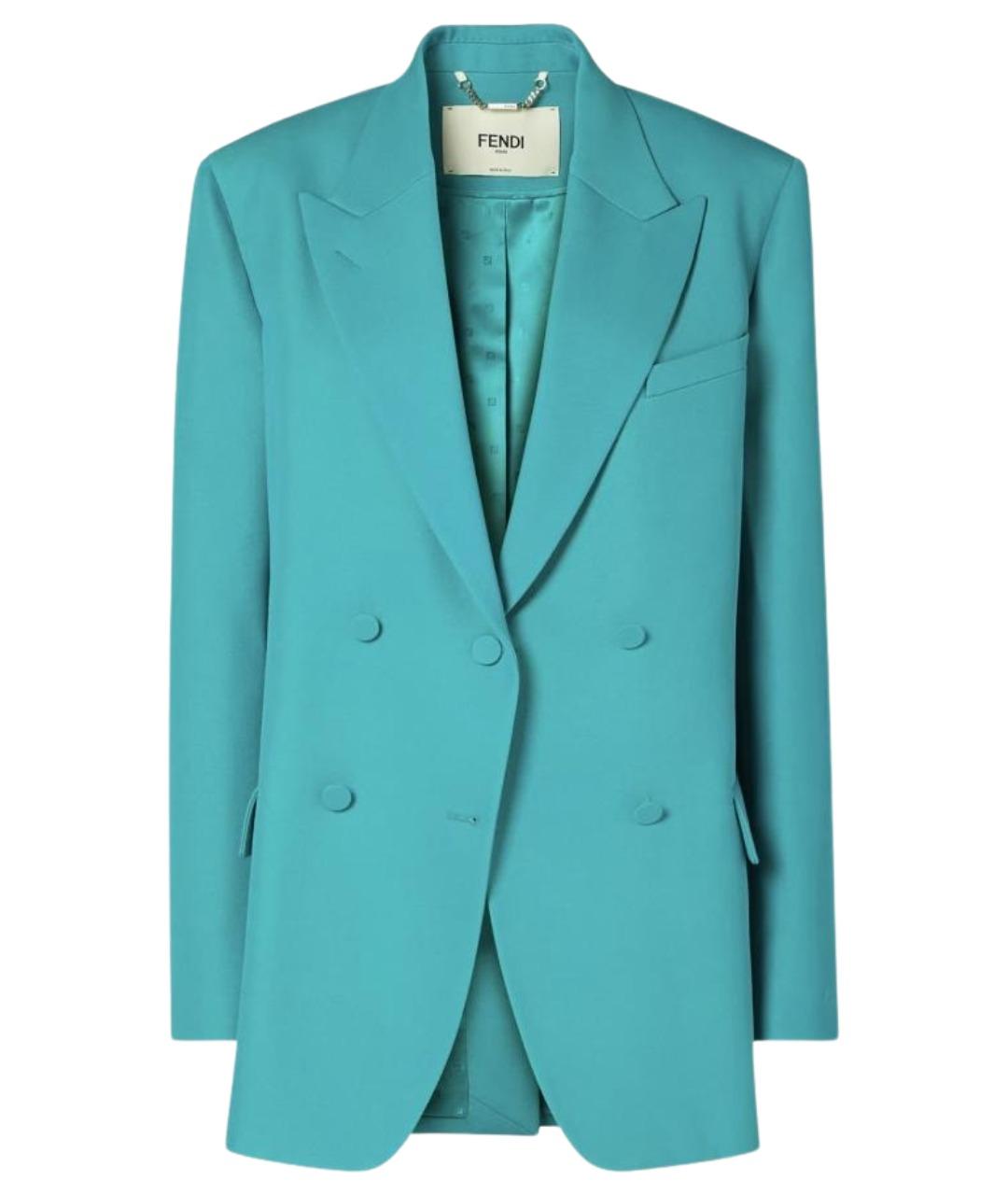 FENDI Голубой шерстяной жакет/пиджак, фото 1