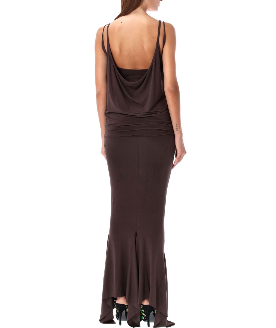 THE ATTICO Коричневое вискозное коктейльное платье, фото 3