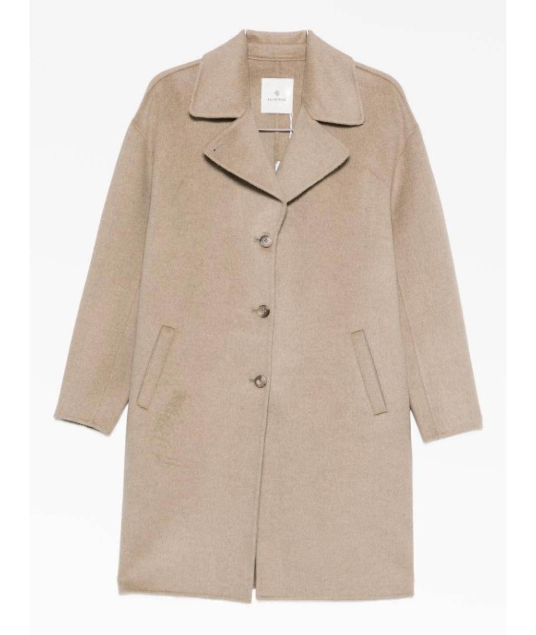 ANINE BING Бежевое шерстяное пальто, фото 1