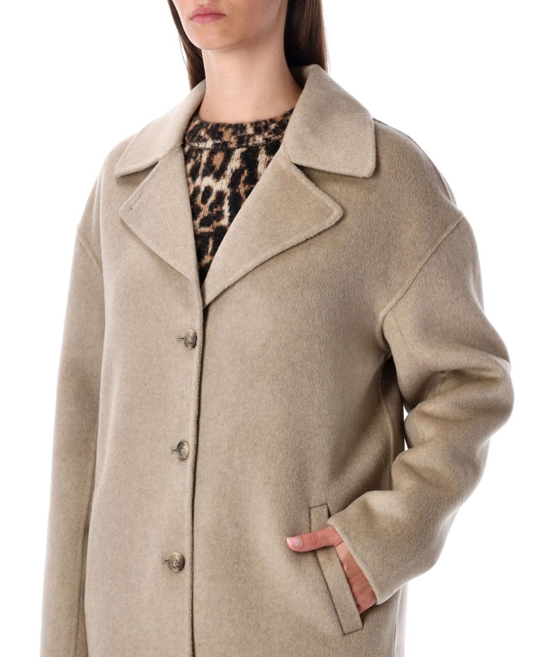 ANINE BING Бежевое шерстяное пальто, фото 3