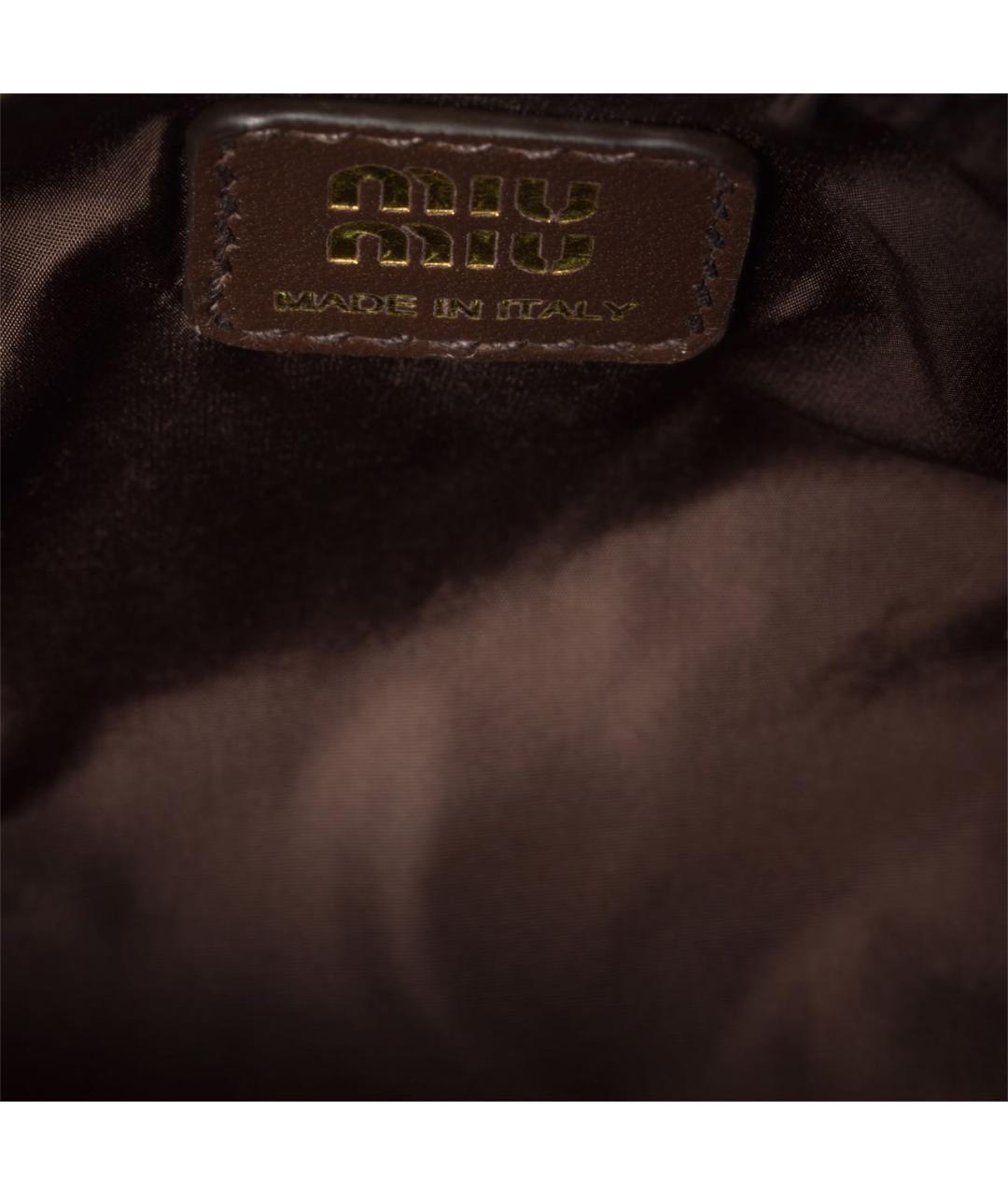 MIU MIU Коричневая хлопковая косметичка, фото 4