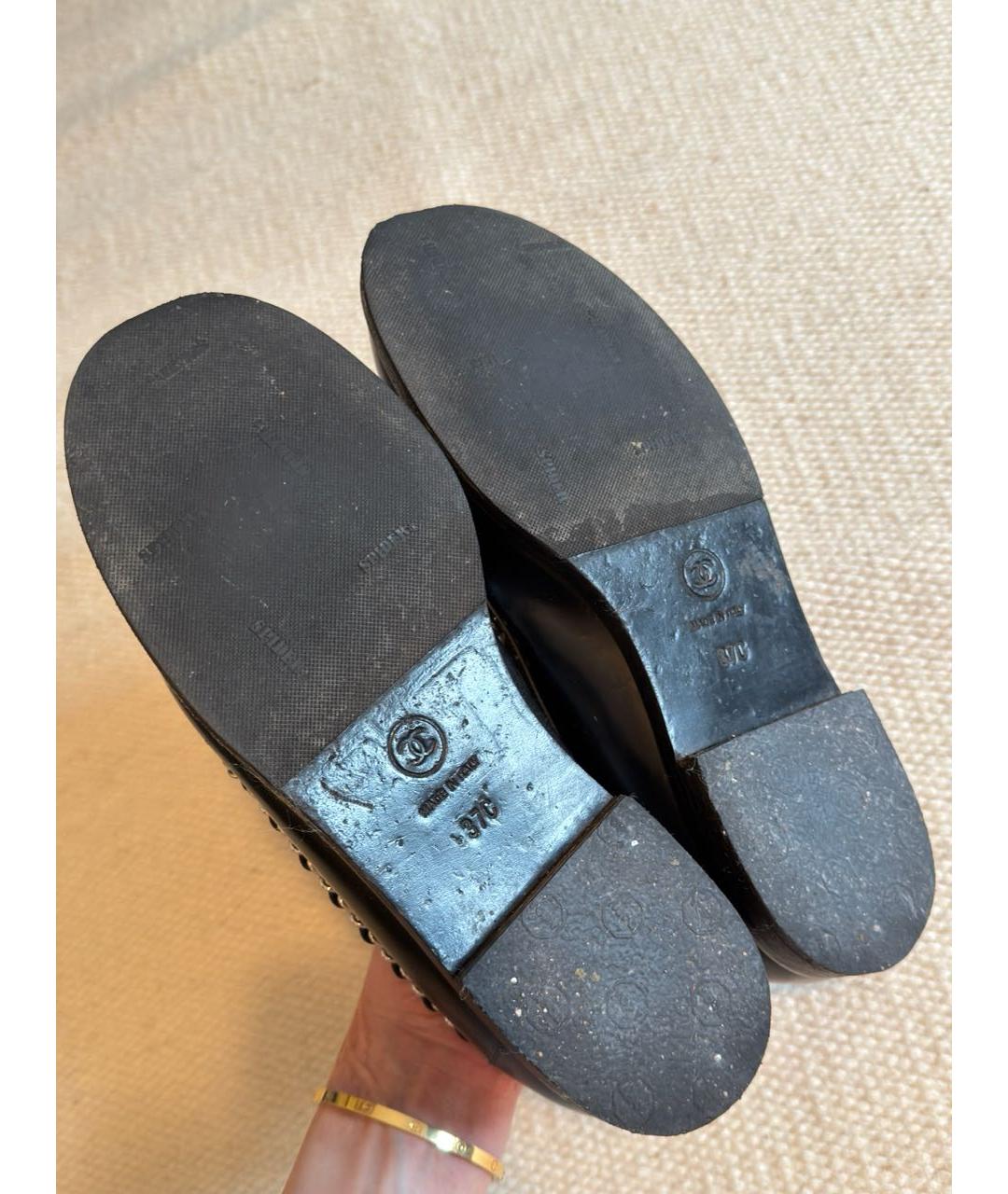 CHANEL Черные кожаные лоферы, фото 5