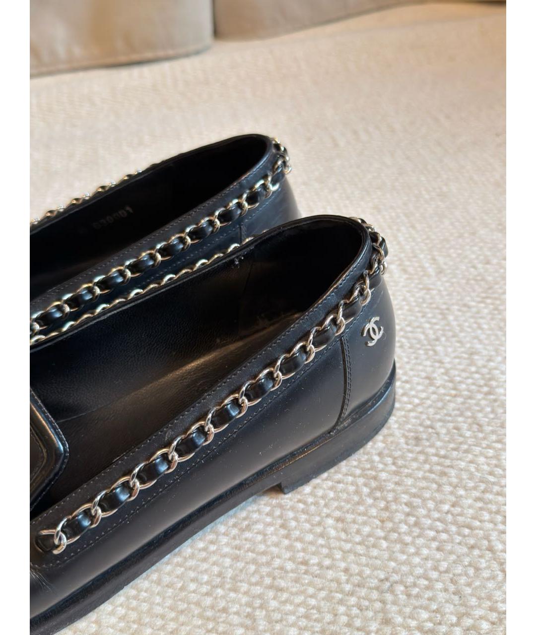 CHANEL Черные кожаные лоферы, фото 3
