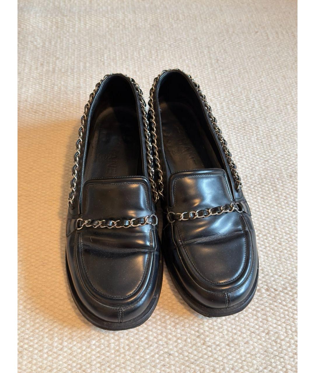 CHANEL Черные кожаные лоферы, фото 4