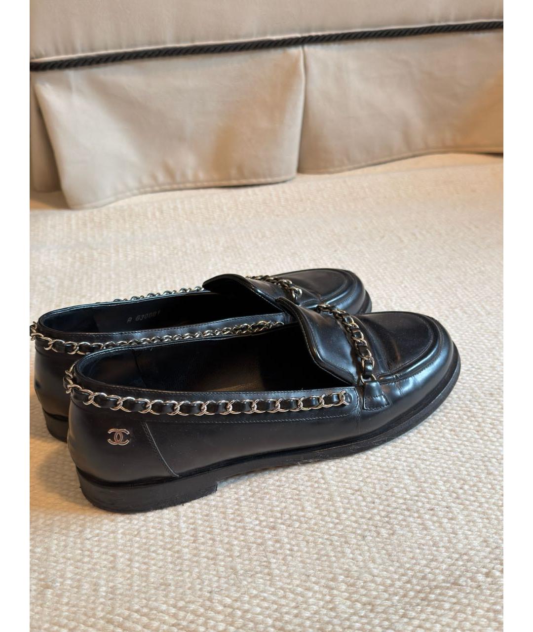 CHANEL Черные кожаные лоферы, фото 8