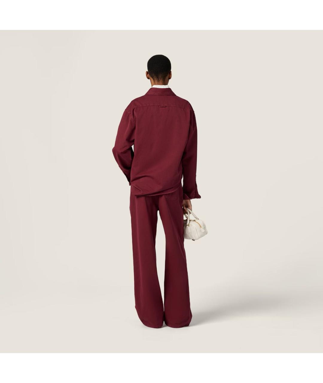 MIU MIU Бордовые хлопковые прямые джинсы, фото 3