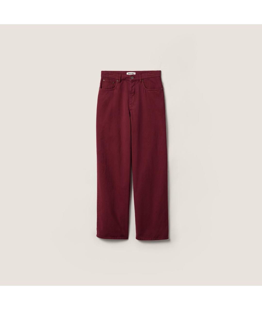 MIU MIU Бордовые хлопковые прямые джинсы, фото 5