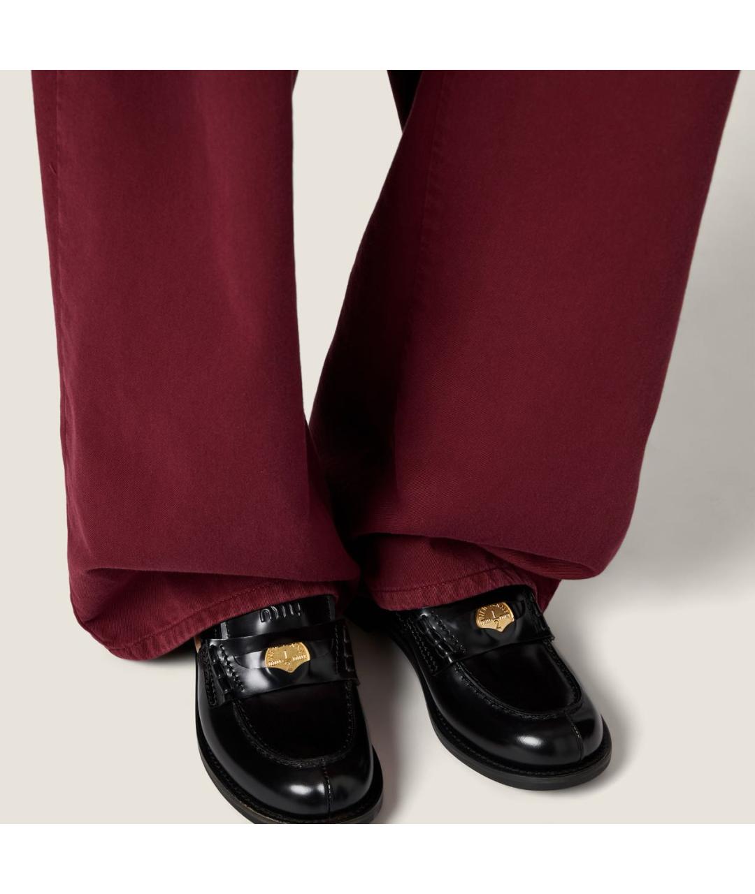 MIU MIU Бордовые хлопковые прямые джинсы, фото 4