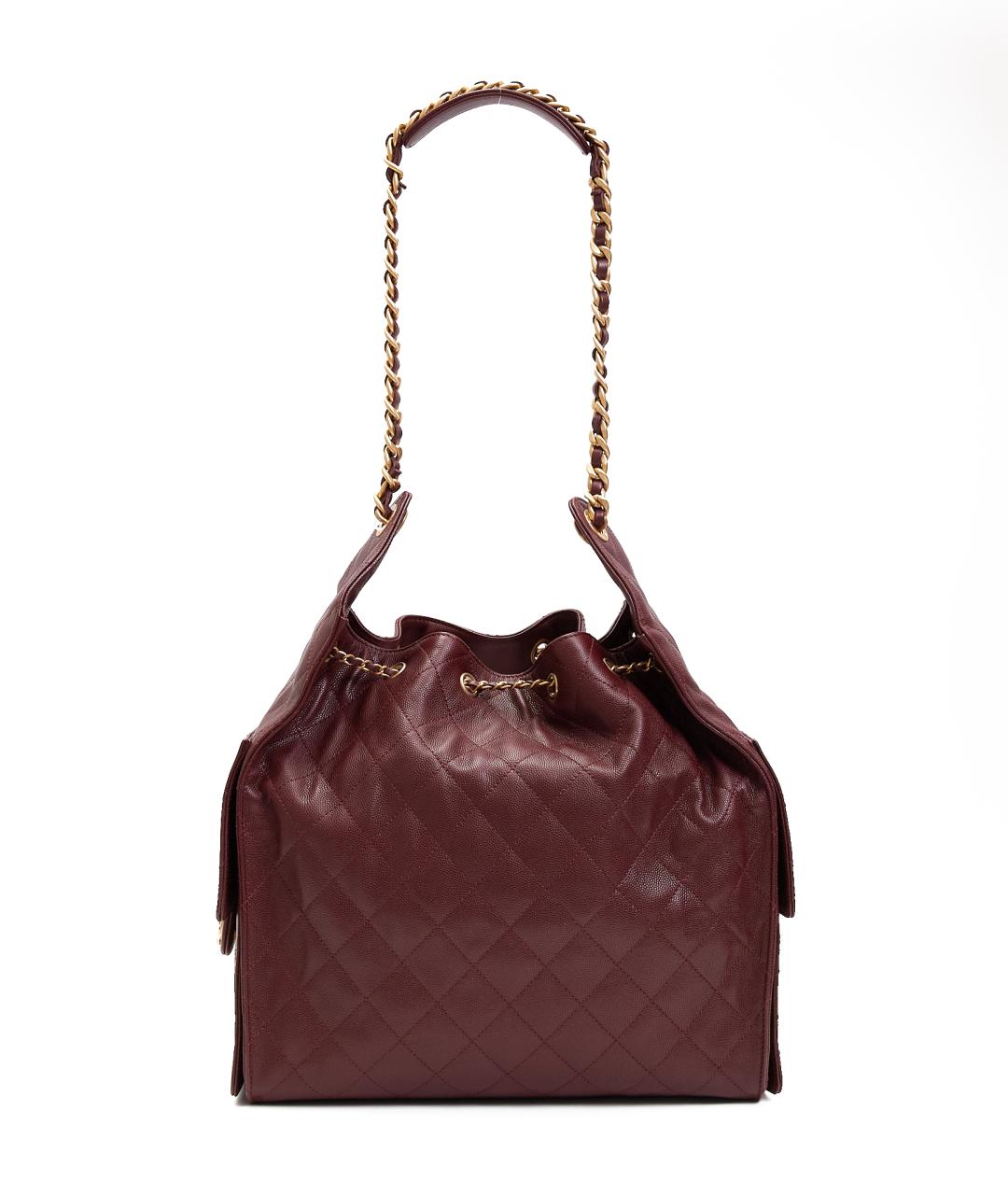 CHANEL Бордовая кожаная сумка через плечо, фото 3