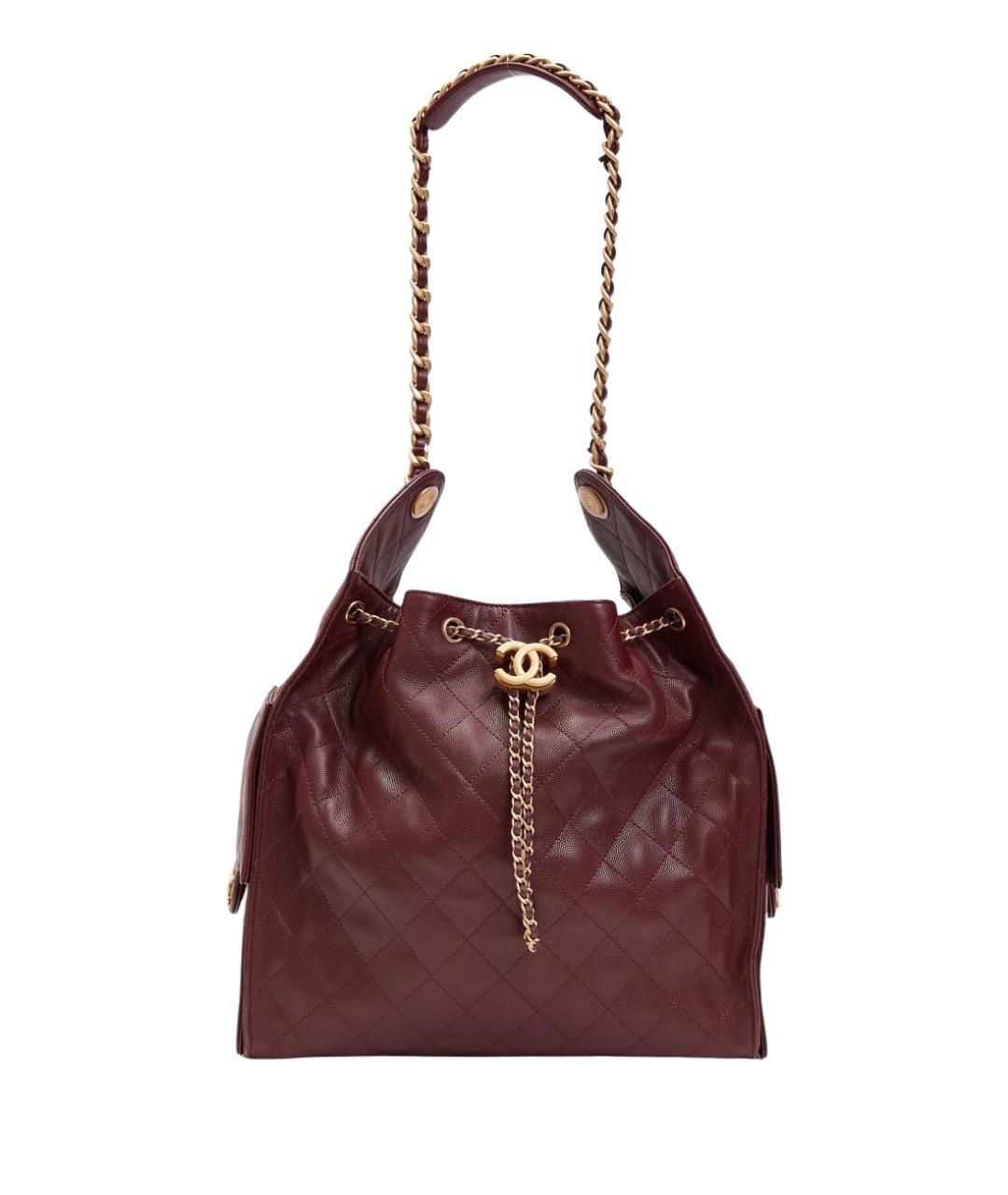 CHANEL Бордовая кожаная сумка через плечо, фото 1