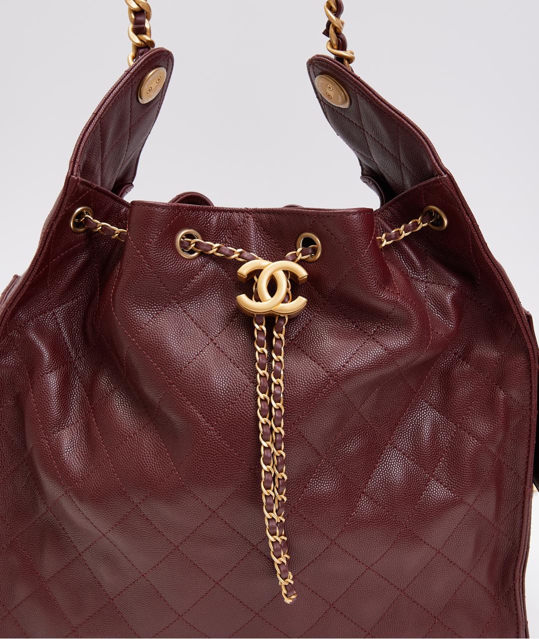 CHANEL Бордовая кожаная сумка через плечо, фото 5