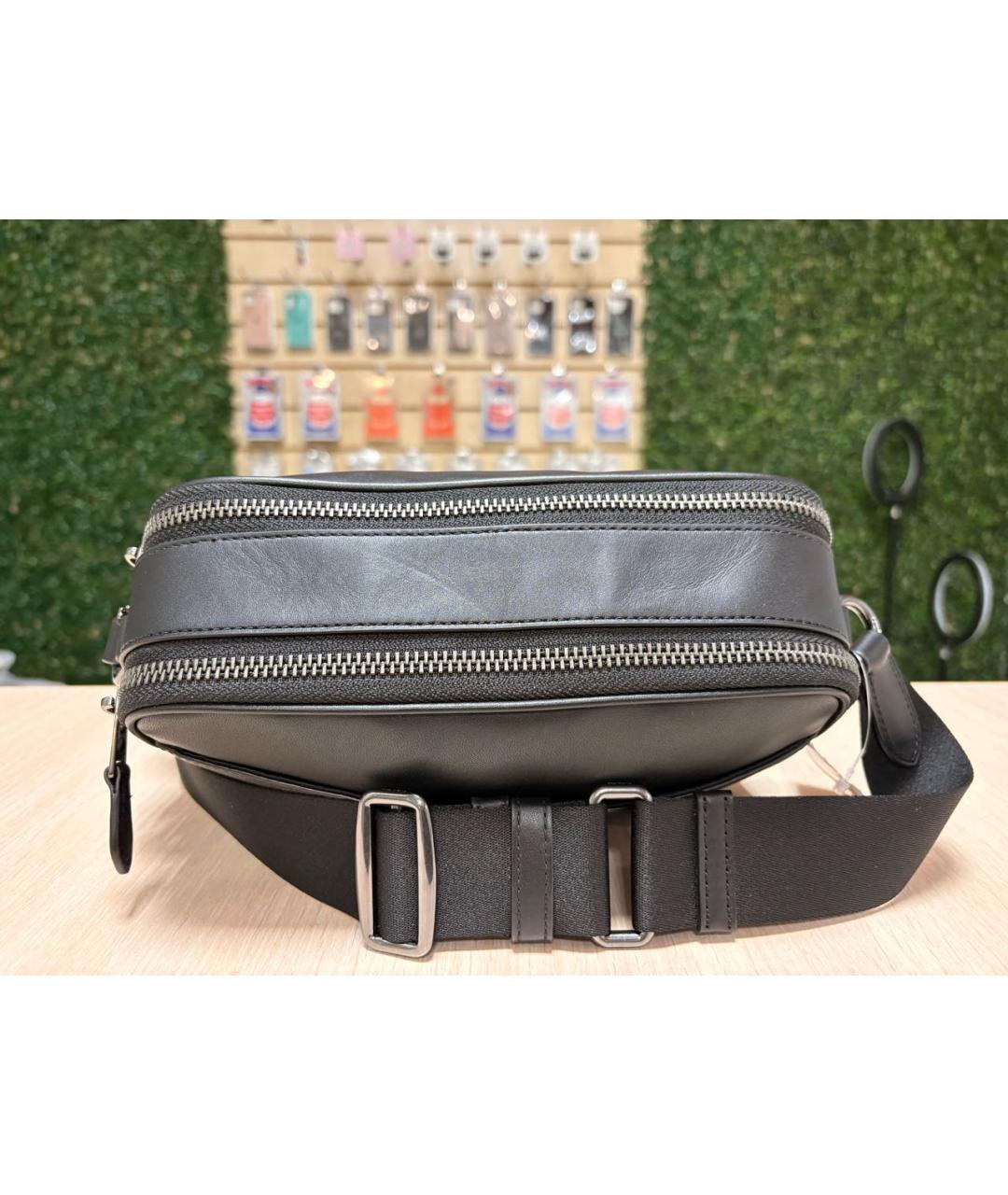 COACH Антрацитовая кожаная сумка на плечо, фото 4