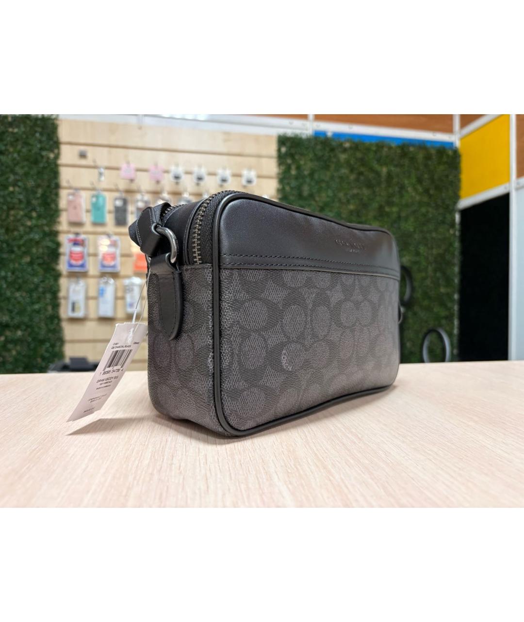 COACH Антрацитовая кожаная сумка на плечо, фото 2