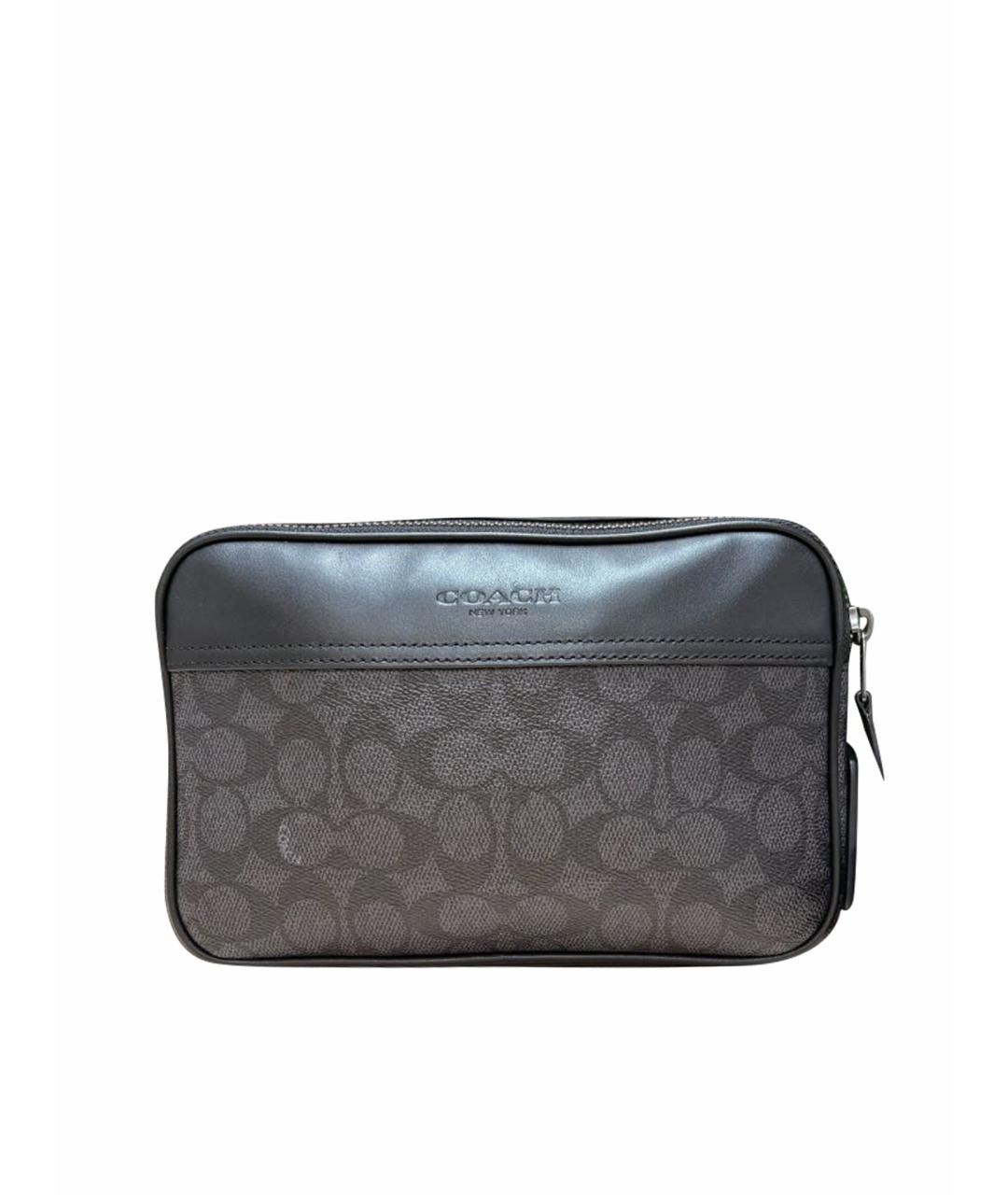 COACH Антрацитовая кожаная сумка на плечо, фото 1