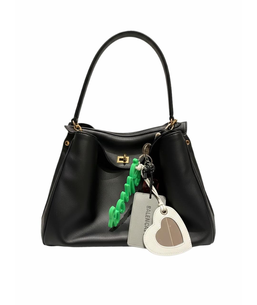 BALENCIAGA Черная кожаная сумка через плечо, фото 1