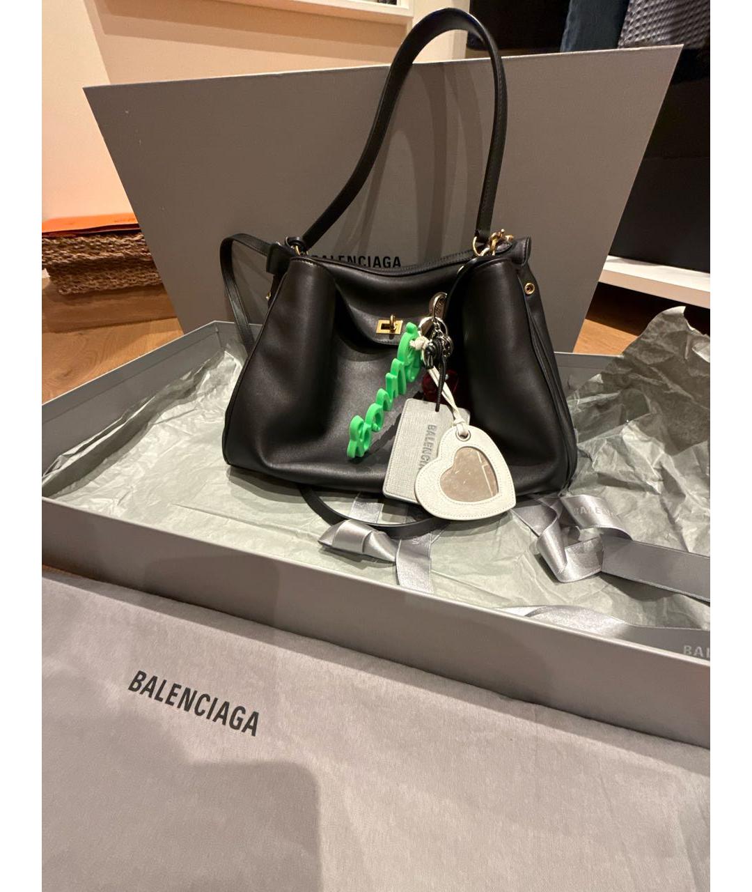 BALENCIAGA Черная кожаная сумка через плечо, фото 5