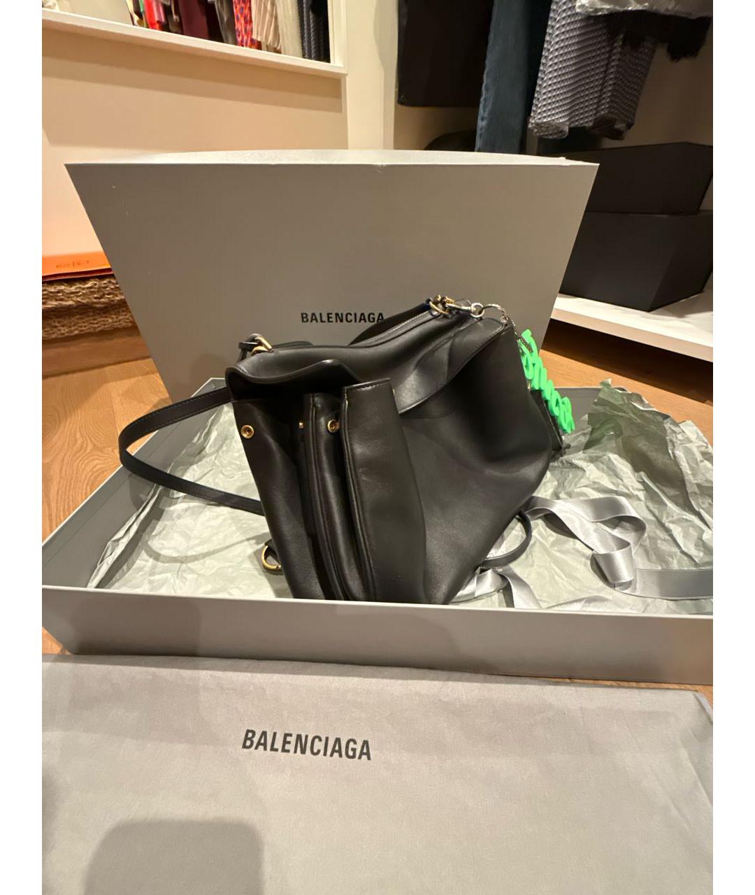 BALENCIAGA Черная кожаная сумка через плечо, фото 2