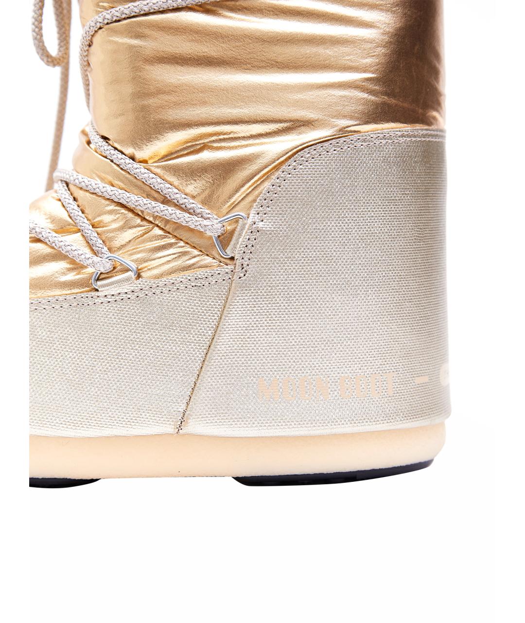 MOON BOOT Золотые текстильные сапоги, фото 5