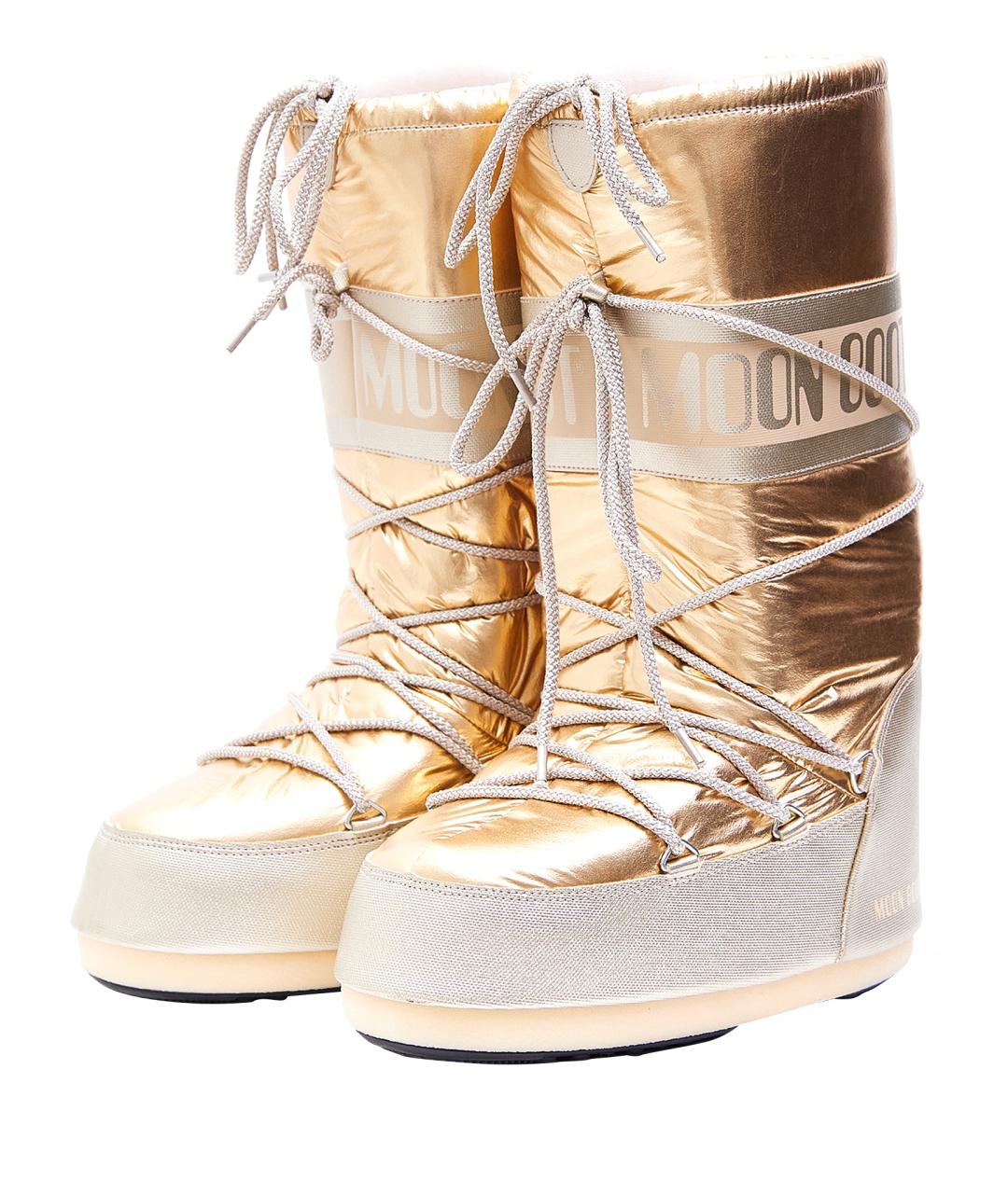 MOON BOOT Золотые текстильные сапоги, фото 3