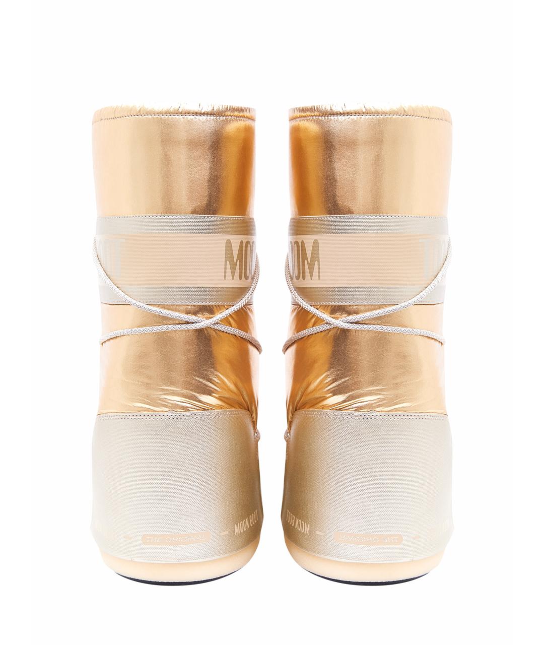 MOON BOOT Золотые текстильные сапоги, фото 2