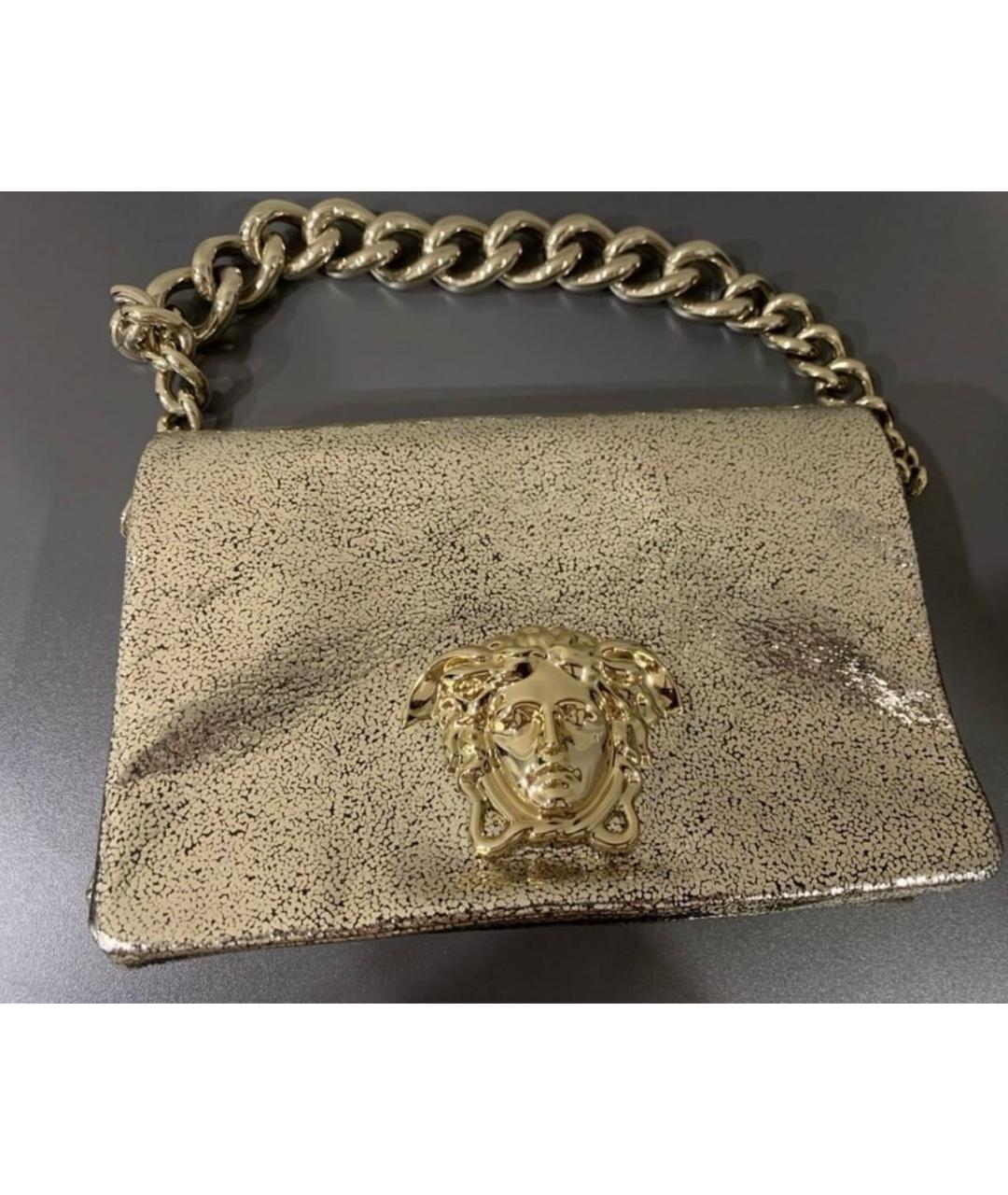 VERSACE Золотая кожаная сумка через плечо, фото 2