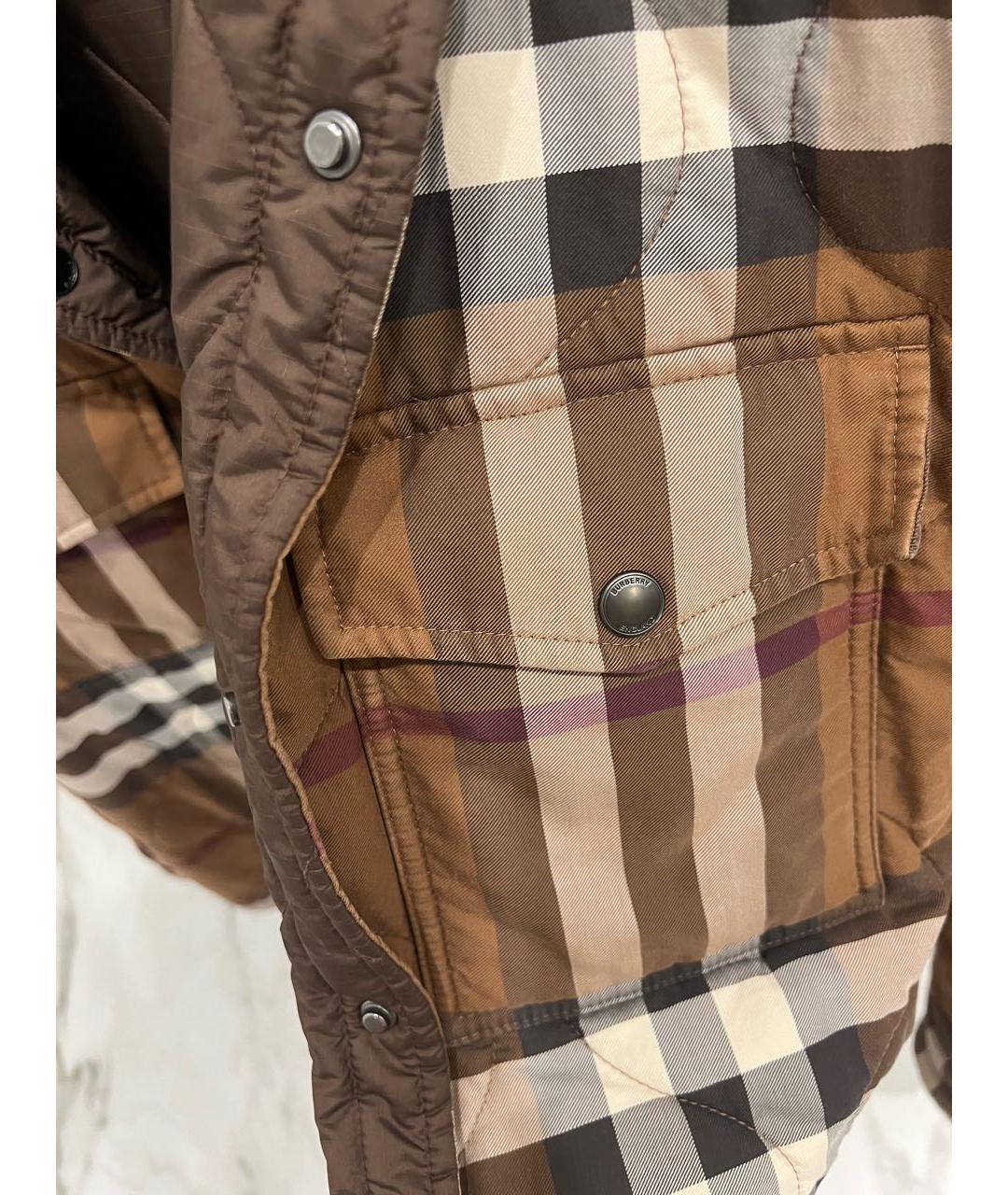 BURBERRY Коричневая полиэстеровая куртка, фото 6